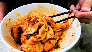 Chinese Street Food SPICY Chengdu Wontons  Sichuan Street Food [upl. by Karin245]