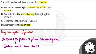 The balloonshaped structures called tyloses [upl. by Tomkins97]