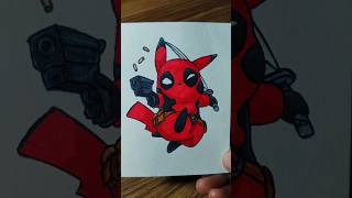 Drawing Pikachu x Deadpool✍🏻 drawing trending anime shorts [upl. by Oidiple]