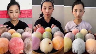 ASMR Dessert Mukbang 🍡  Soft Sticky Colored Mochis 디저트 먹방  Chewy Sounds [upl. by Elledoj32]