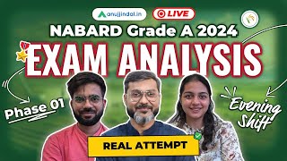 NABARD Grade A 2024  Exam Analysis  Phase 1  Most Accurate Answer Key Evening Shift Anuj Jindal [upl. by Howzell]