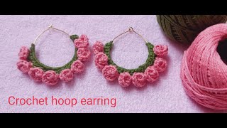 Crochet Hoop earring pattern1  simple  Step by step tutorial [upl. by Shum908]