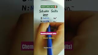 Soluble Salts chemistry neet2025 jee neet tricks shorts shorttrick shortfeed goviral trend [upl. by Ellinej]