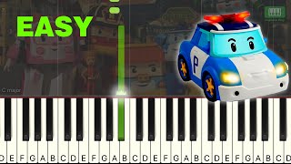 Robocar Poli Theme OST Very Easy Piano Tutorial One Finger [upl. by Varipapa]