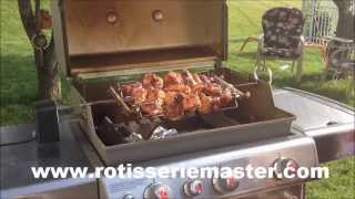 Rotisserie Chicken on Weber Genesis using Rotisserie Master add on kit [upl. by Emil]