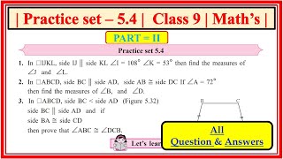 Practice set 54 class 9 maths part 2  Chapter 5 Quadrilaterals Maharashtra State Board class9th [upl. by Nassah]