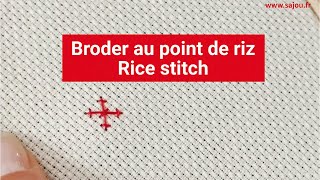 Broderie point de riz  Embroidery rice canvaswork stitch [upl. by Butterworth]