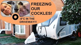 CARAVANNING IN THE DRIVEWAY AT 8°C  in our Bailey Discovery D44 caravan 041222 [upl. by Jasun]