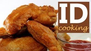 how to batter and fry chicken wings  quick and easy recipe from IDcookingcom [upl. by Lagasse]