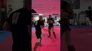 Play sparring with the big man andrewbakewell hes still got it 👊 muaythai BKFC [upl. by Ahlgren]