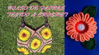 Bolso N° 1 tejido a crochet o ganchillo con 8 cuadrados de Flores paso a paso en video tutorial [upl. by Abih]