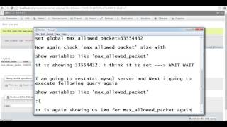 How to change max allowed packet size for mysql [upl. by Makell668]