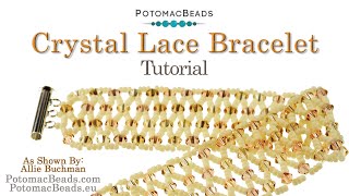 Crystal Lace Bracelet DIY Jewelry Making Tutorial by PotomacBeads [upl. by Fassold]