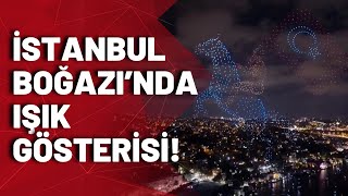 Cumhuriyetin 100 Yılına özel İstanbul Boğazında ışık gösteri yapıldı [upl. by Atrebor]