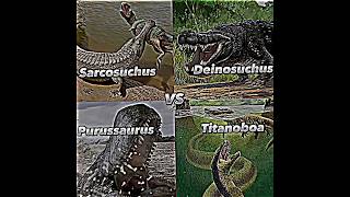 Sarcosuchus Vs Purussaurus Vs Deinosuchus Vs Titanoboa  Death Battle dinosaur edit shorts [upl. by Luo]