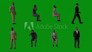 3d man green screen eight male standing talking walking sitting rendering animation Chromakey [upl. by Dorfman871]