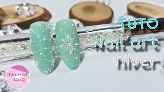 TUTO Nail art hiver  Nail art effet givré  Nail art paillettes et flocon [upl. by Lrig609]