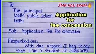 application for fee concession  write an application to the principal for full fee concession [upl. by Koralle]