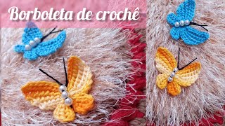 Borboleta de crochê para aplicação 🦋 lucimarbaucrocheteria [upl. by Grata]