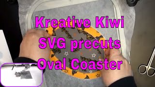 Kreative Kiwi Machine Embroidery ITH OVAL COASTER with precut fabric [upl. by Ellenor237]