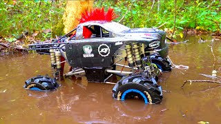 Huge Black RAMiNATOR quotDiRTY DODGEquot DiVES DEEP  15 8S LiPO Primal Mega Truck V3 4x4  RC ADVENTURES [upl. by Elfrida12]