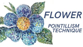 Flower  Pointillism Technique  IOTN  Speed Painting [upl. by Notsnhoj]