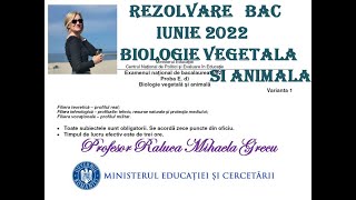 REZOLVARE SUBIECTE BACALAUREAT 2022 BIOLOGIE VEGETALA SI ANIMALA [upl. by Euhsoj]