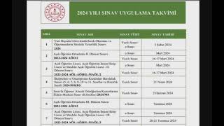 Açık Lise ve Ortaokul 2024 yılı sınav tarihleri takvimi yayınlandı MEB 2024 Sınav Uygulama Takvimi [upl. by Akenna]