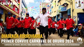 Diablada Ferroviaria Primer Convite Carnaval de Oruro 2024 [upl. by Rollo]