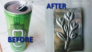 DIY Make beautiful Aluminum embossing out of old tin  Best out of waste art Aluminum embossing [upl. by Weismann]