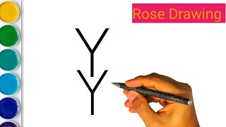 YY Se Rose Drawing Kaise BanayeRose Drawing Step By StepRose Drawing For Kids From YYArt Video [upl. by Spatz]