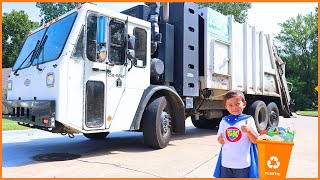 Riding inside big Garbage Truck and collecting trash from garbage bins around the neighborhood [upl. by Apoor]