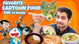 Eating Favorite Cartoon Food For 24 Hours  Part 2  cravingsandcaloriesvlogs [upl. by Pinelli866]