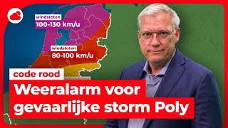 Extra weerbericht zeer zware storm Poly trekt over Nederland [upl. by Adamski145]