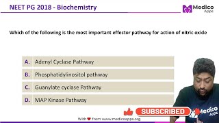 NEET PG 2018 Recall Question  Nitric Oxide  Mechanism of Action  Biochemistry [upl. by Epuladaug637]