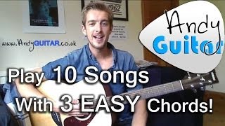 How to play G C and D chords  Play 10 guitar songs with three chords  Beginner Guitar Lesson [upl. by Treat]