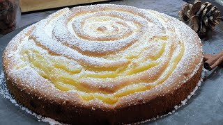 Beste Apfelkuchen Rezept mit Vanillecreme كيكة التفاح بالكريمة بدون زيت بدون زبدة وبتفاحة واحدة فقط [upl. by Mirisola55]