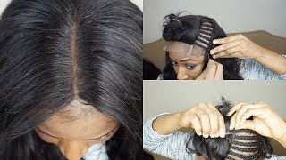 WATCH ME SEW IN LACE CLOSURE ON MY HEAD DIY  YOLISSA HAIR [upl. by Birecree]