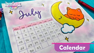 DIY  JULY Calendar  Bullet journal decoration organization ideas [upl. by Repmek]