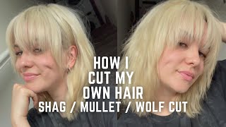 How I cut my own hair  shag layered mullet tutorial for beginners diy haircut [upl. by Arob]