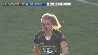 RUGBY TOUGH Womens player Georgia Page breaks her nose stays on to make try saving tackle [upl. by Post705]