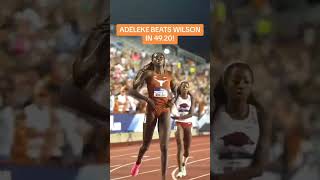 Rhasidat Adeleke 4920 to beat Britton Wilson in the 400m final NCAATF trackandfield athletics [upl. by Araik]