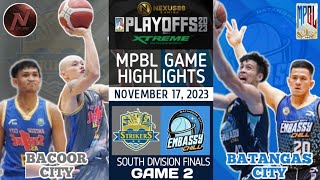 MPBL HIGHLIGHTS BACOOR CITY VS BATANGAS CITY SOUTH DIVISION FINALS GAME 2 NOVEMBER 17 2023 [upl. by Odlabu956]