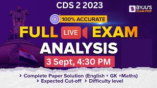 CDS Exam Analysis  CDS 2 2023 Answer Key I CDS Exam Preparation  CDS Exam [upl. by Nilerual]