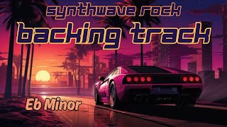 Synthwave Rock Backing Track Eb Minor Devil In The Moonlight [upl. by Attenat]