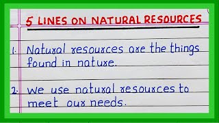 Few Lines on Natural Resources  5 Lines on Natural Resources  in English [upl. by Plossl146]