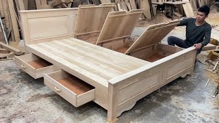 Amazing Woodworking Skills Ingenious Easy  Build A Modern Smart Bed With Secret Storage Compartment [upl. by Giles73]