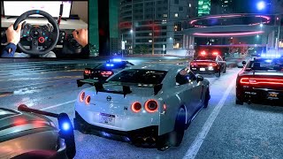 NFS HEAT Police Chase Nissan GTR R35 Nismo  LOGITECH G29 gameplay [upl. by Aivull807]