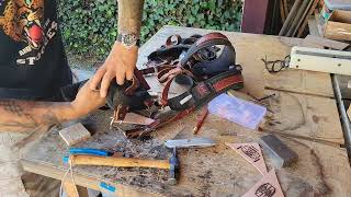 Repairing My Vintage Occidental Leather Tool Bags With Copper Rivets [upl. by Krasnoff]