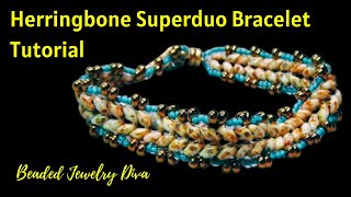 Herringbone Bracelet With Superduo Beads [upl. by Asseret791]